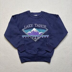 Alore Sweatshirt Kids 2-4 Navy Lake Tahoe Vintage Mountain Graphic Raglan